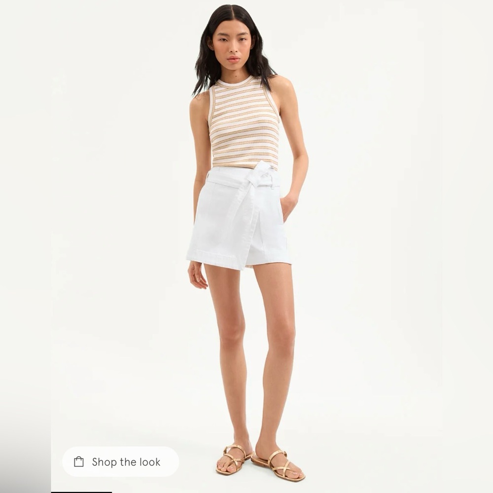 Veronica Beard White Wrap Skort with Tie Waist